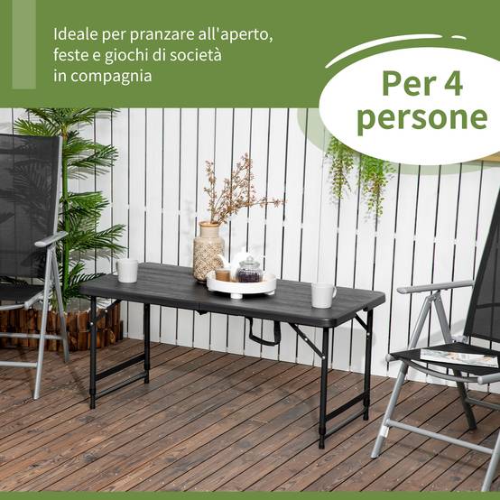 Table pliante réglable Acier HDPE Camping Terrasse Hauteur ajustable 118cm Gris - ComfortXL Outdoor Living - Image 6
