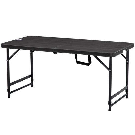 Table pliante réglable Acier HDPE Camping Terrasse Hauteur ajustable 118cm Gris - ComfortXL Outdoor Living - Image 2