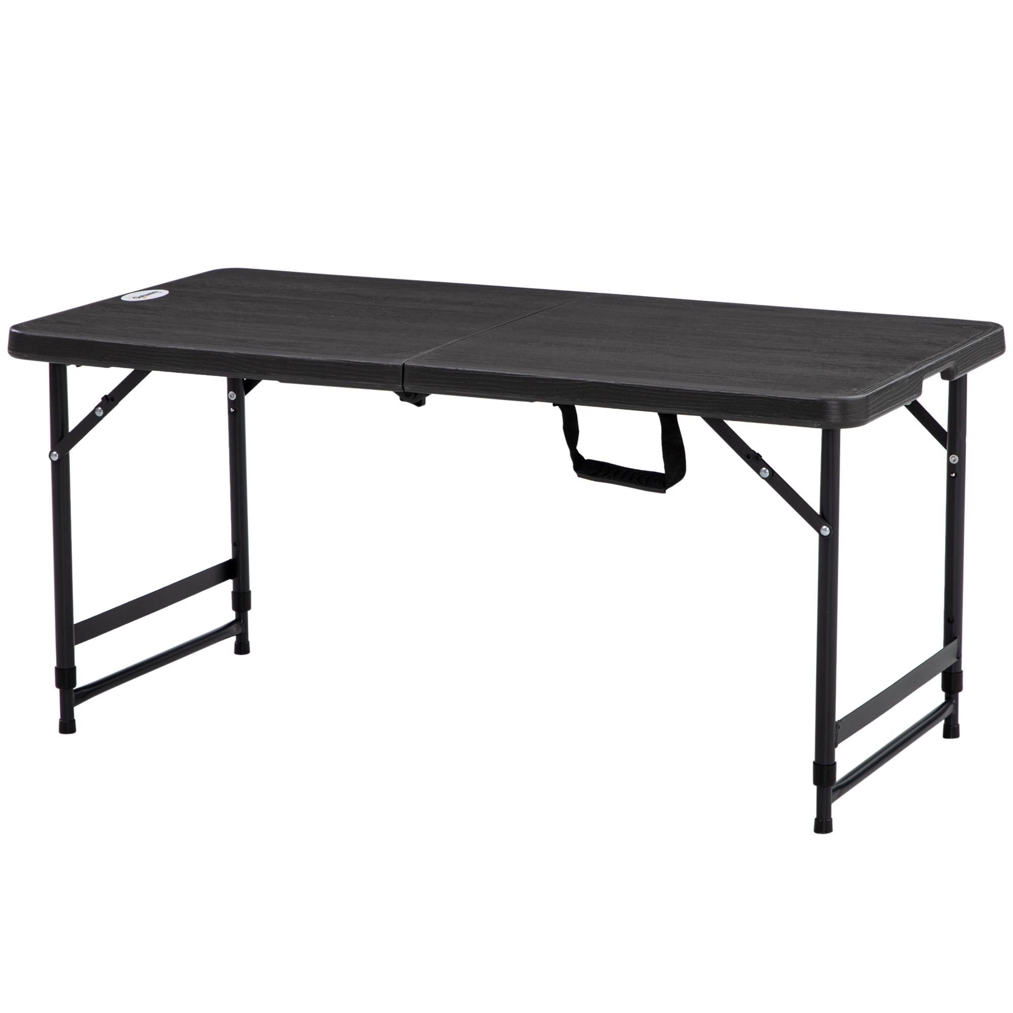Table pliante réglable Acier HDPE Camping Terrasse Hauteur ajustable 118cm Gris - ComfortXL Outdoor Living - Image 2