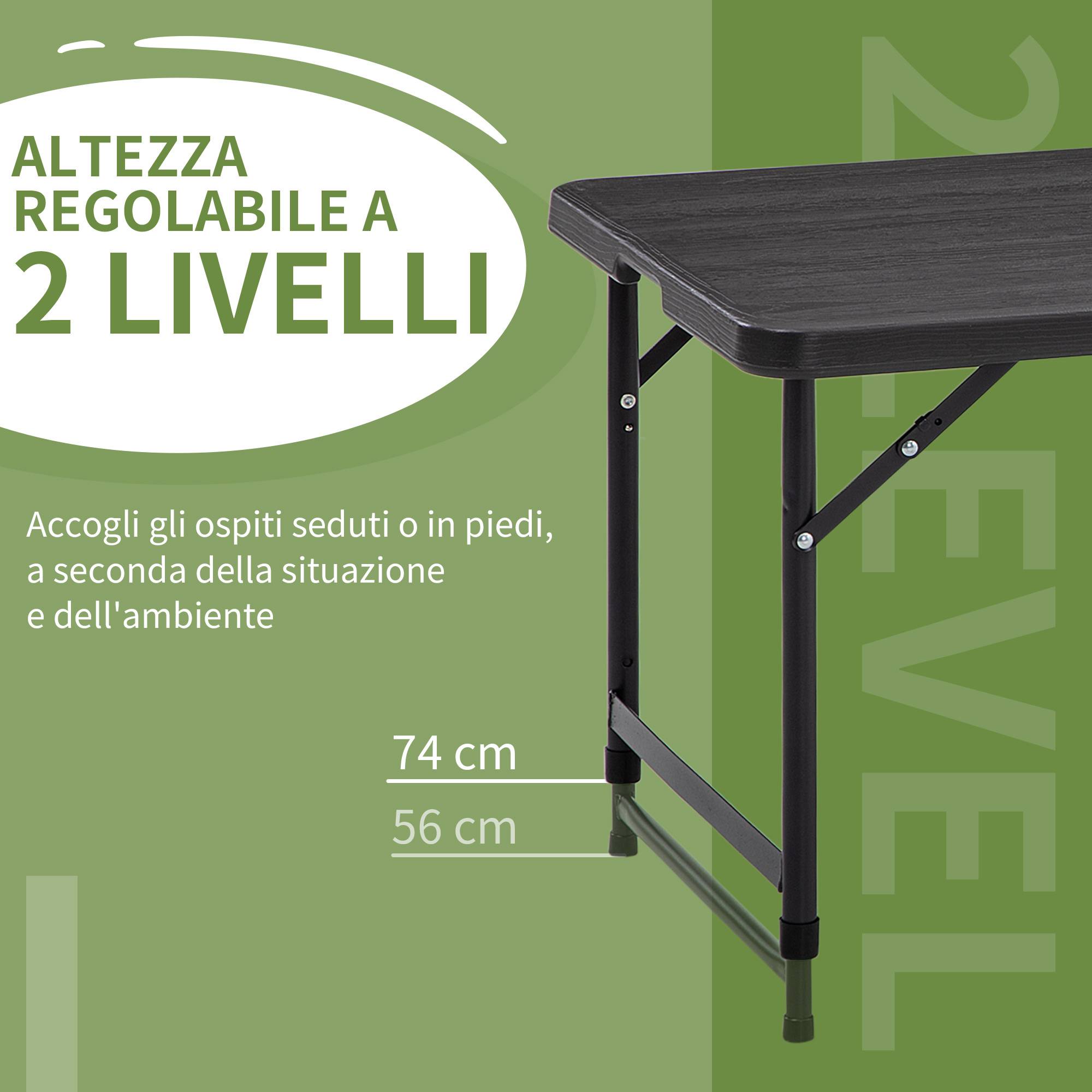 Table pliante réglable Acier HDPE Camping Terrasse Hauteur ajustable 118cm Gris - ComfortXL Outdoor Living - Image 7