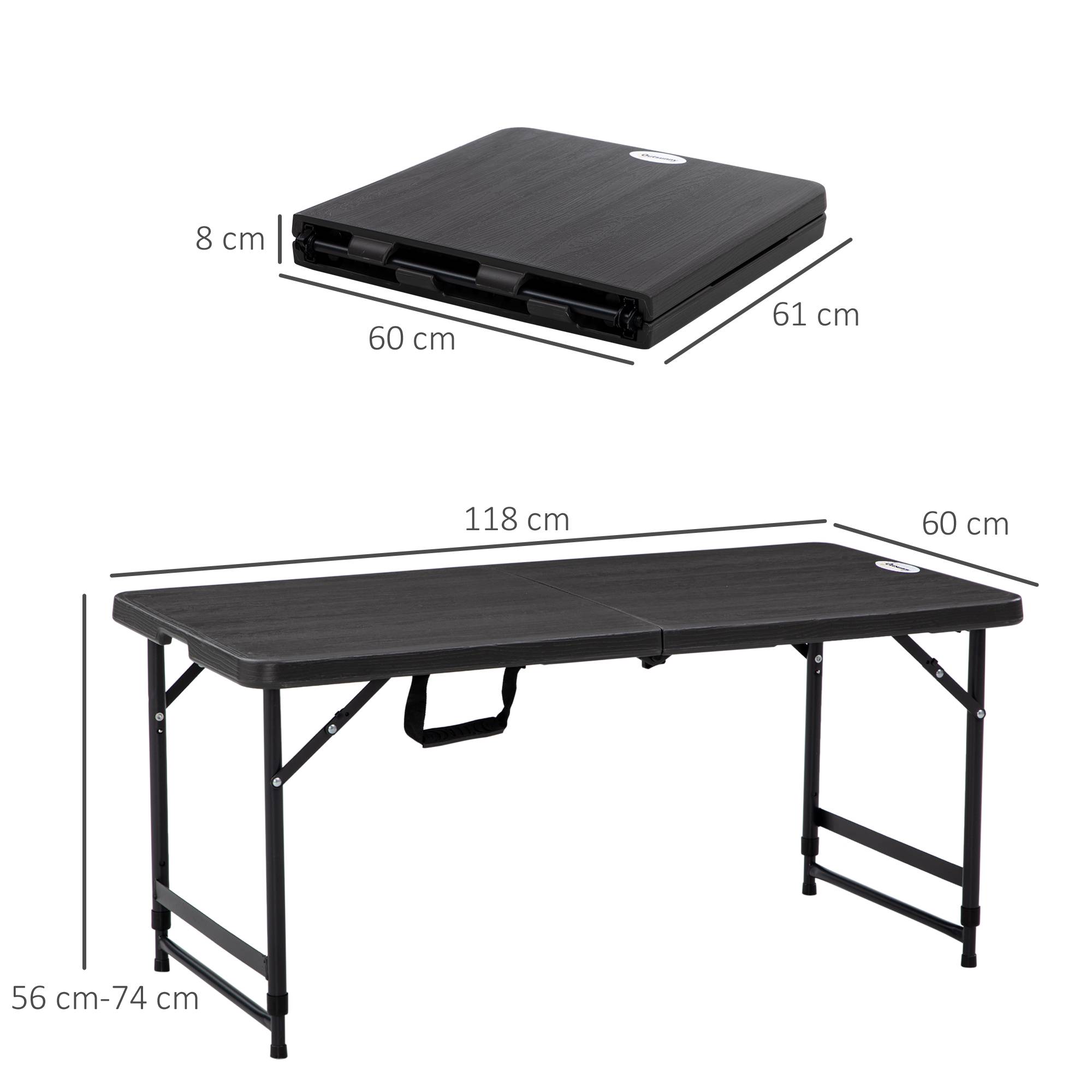 Table pliante réglable Acier HDPE Camping Terrasse Hauteur ajustable 118cm Gris - ComfortXL Outdoor Living - Image 5