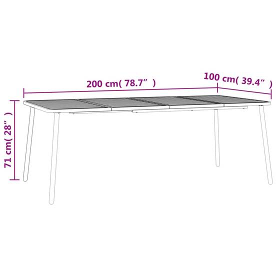 Grande Table de Jardin Familiale 200x100cm en Acier Anthracite, pour 8 à 10 Personnes, Design à Lattes – ComfortXL Outdoor Living - Image 7