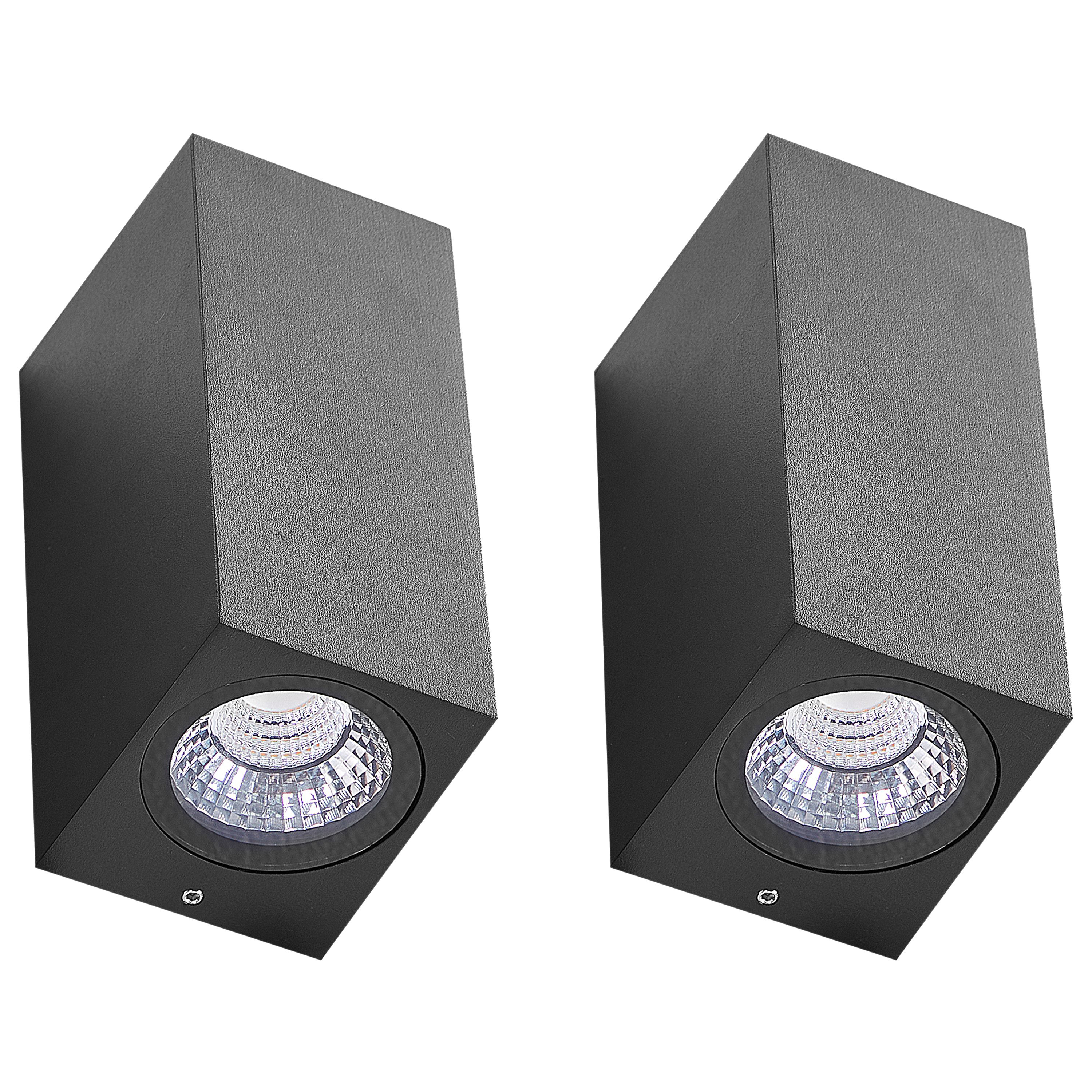 Beliani - Set de 2 Lampes LED Murales d'Extérieur Noir en Aluminium et Verre 15 cm Extérieur Design Jardin Patio Moderne - Imagen 1
