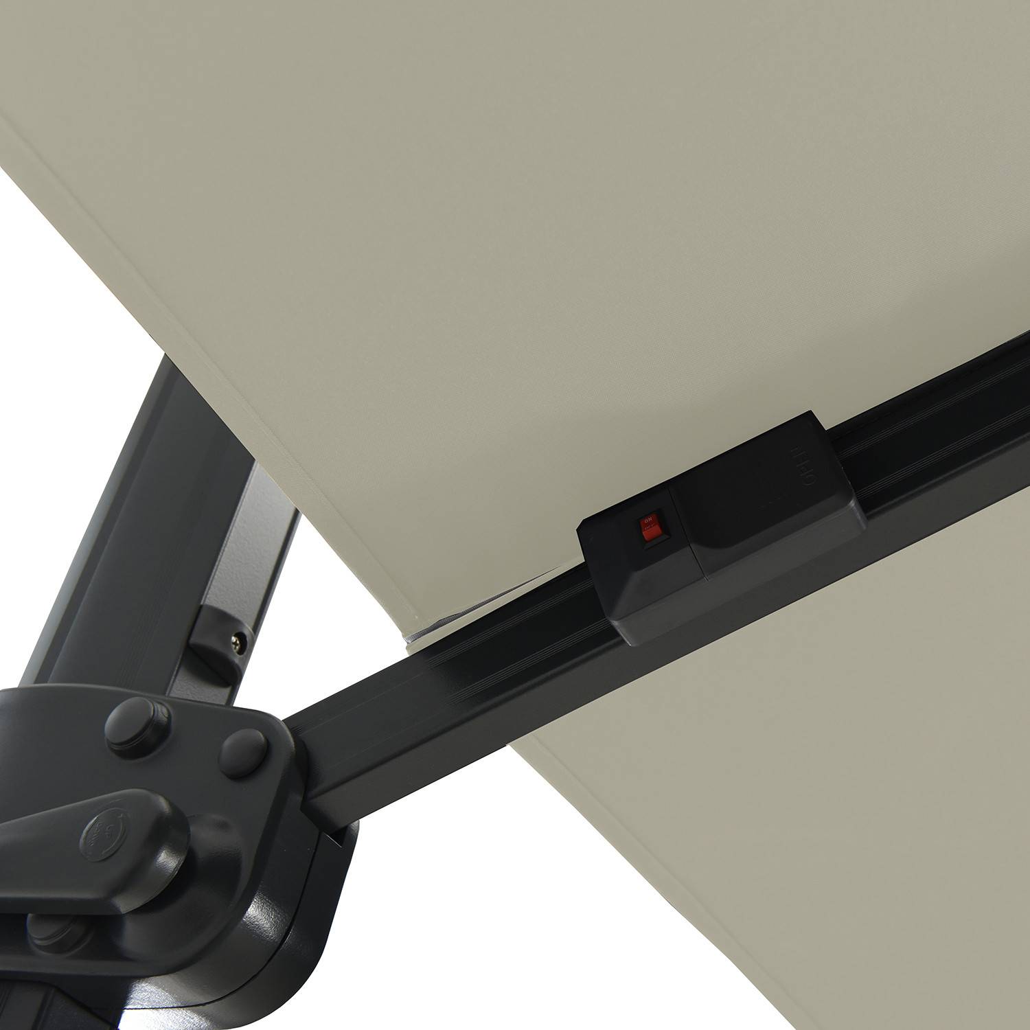Autre - Parasol déporté LED 3x4m rectangle en aluminium + housse - rotatif 360° - Taupe - ROME - Imagen 7
