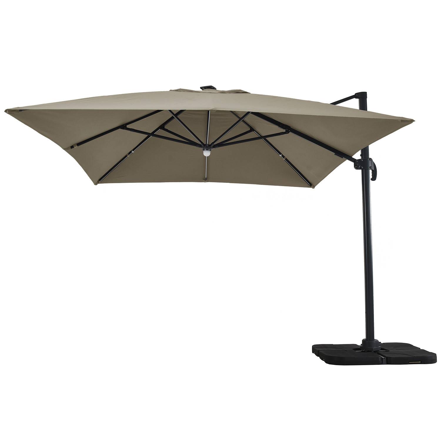 Autre - Parasol déporté LED 3x4m rectangle en aluminium + housse - rotatif 360° - Taupe - ROME - Imagen 5