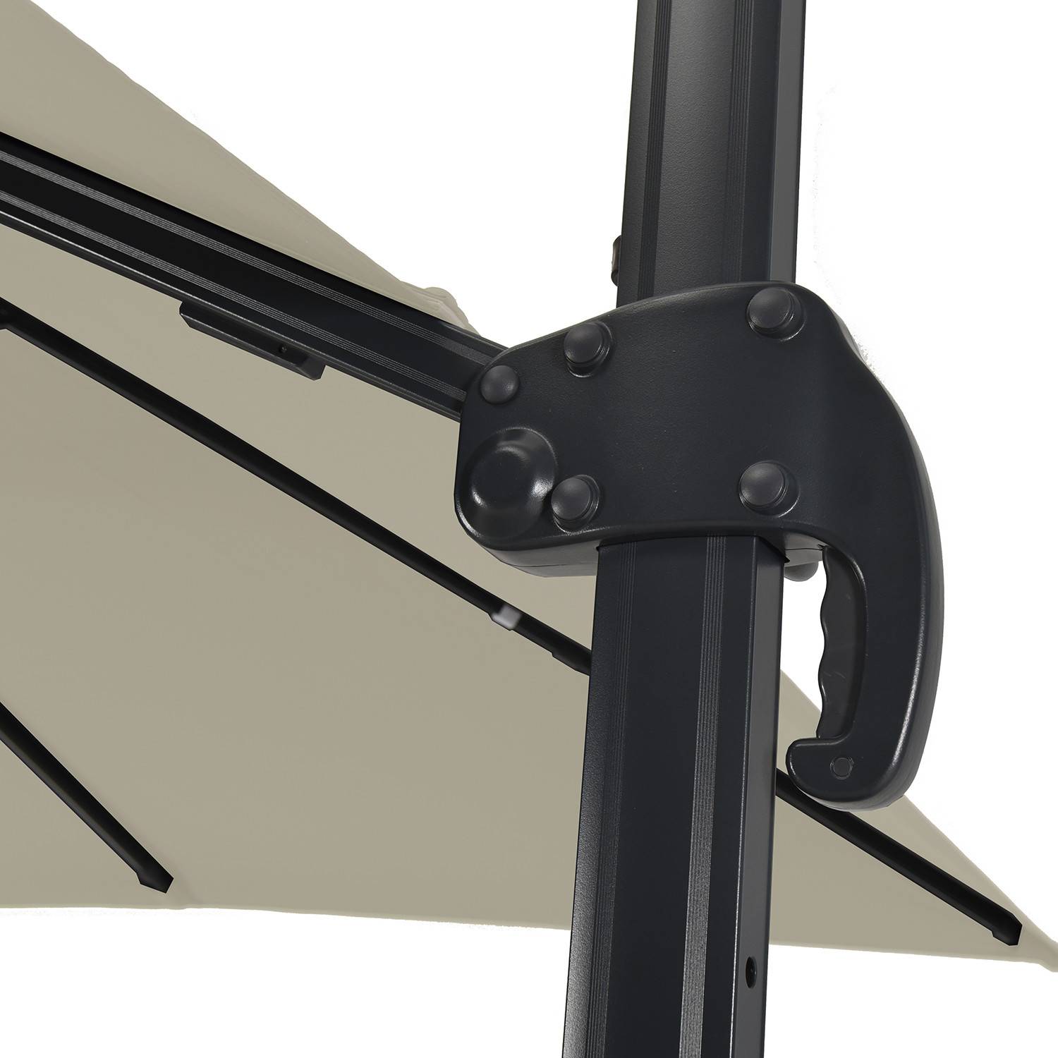 Autre - Parasol déporté LED 3x4m rectangle en aluminium + housse - rotatif 360° - Taupe - ROME - Imagen 6
