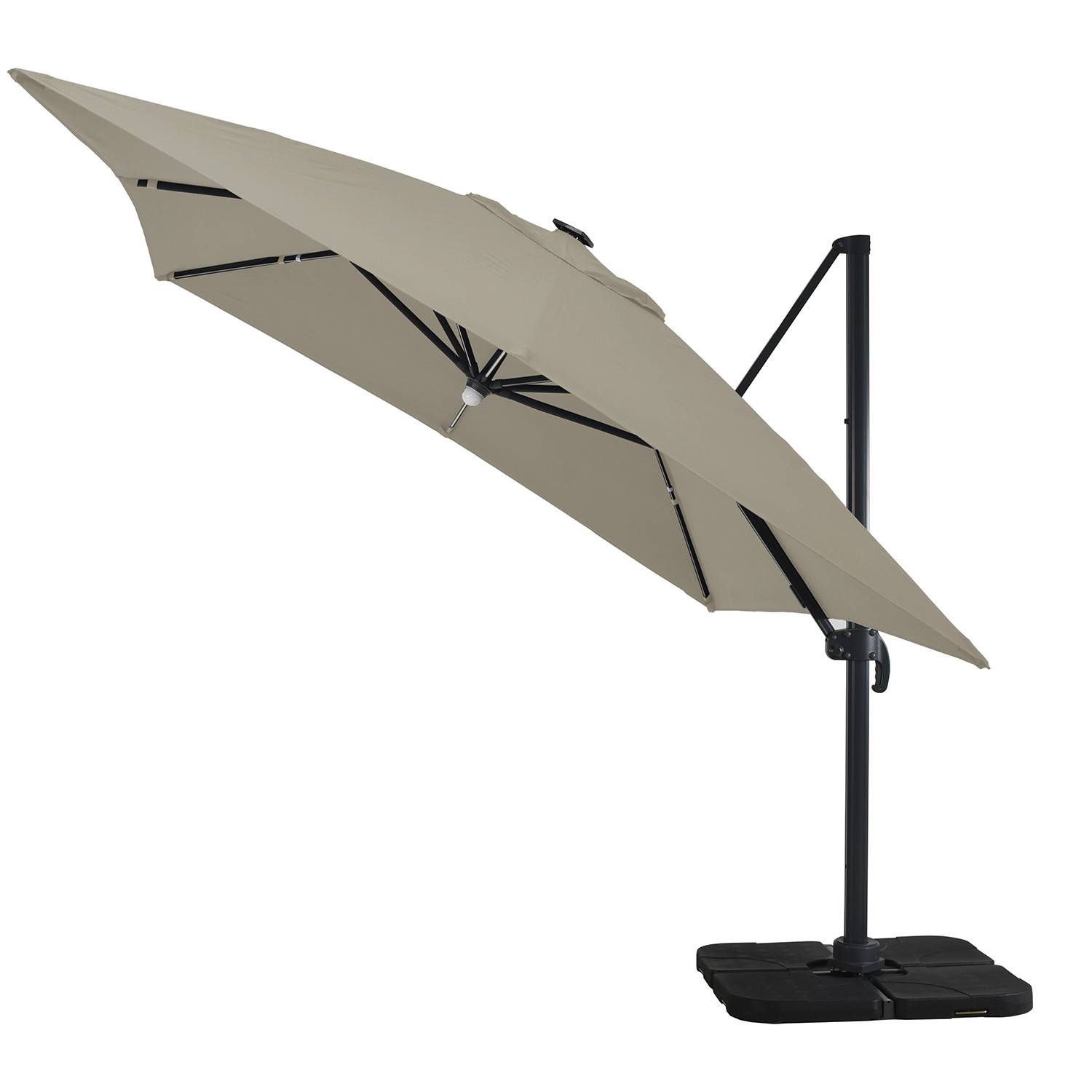 Autre - Parasol déporté LED 3x4m rectangle en aluminium + housse - rotatif 360° - Taupe - ROME - Imagen 1