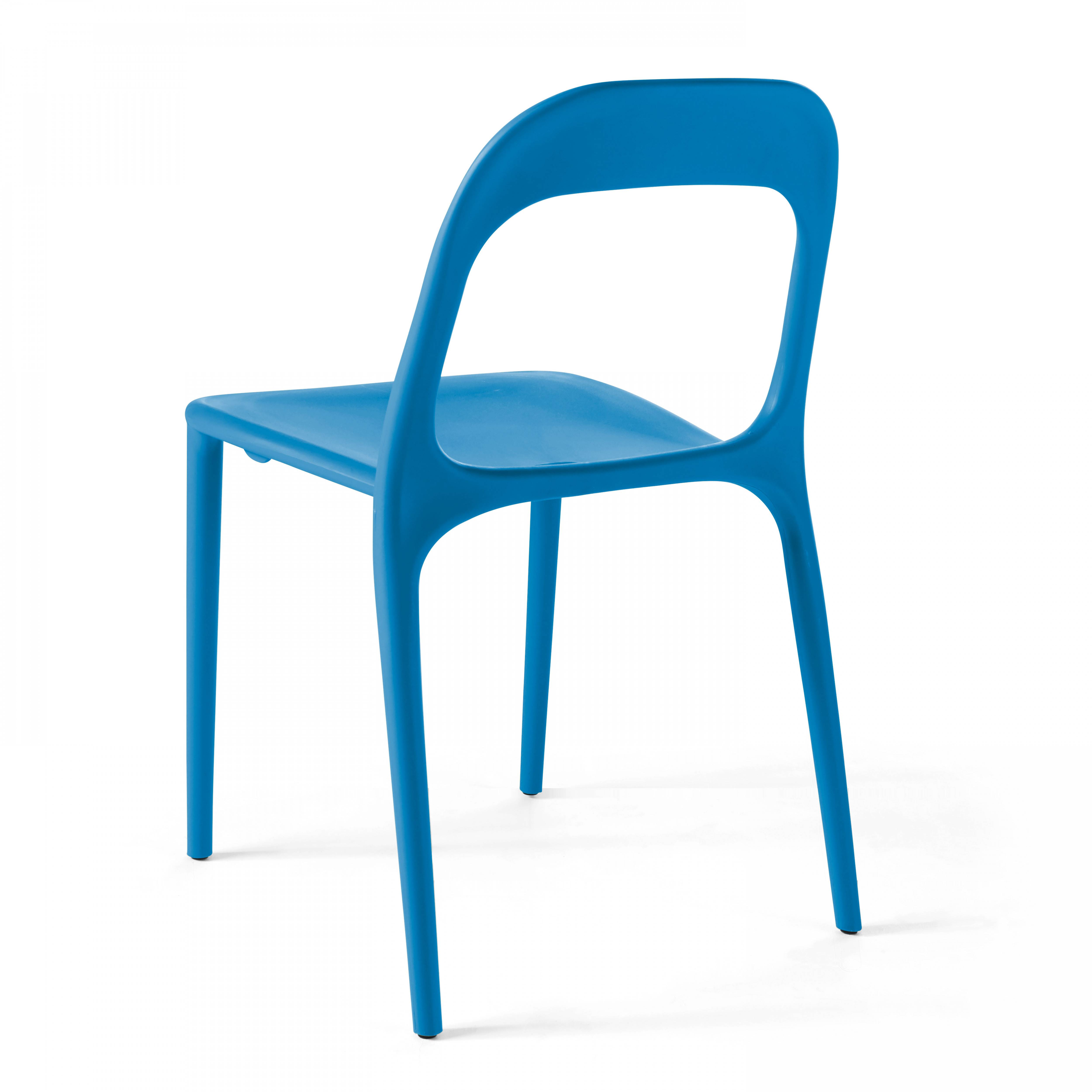 Oviala - Chaise en plastique de jardin bleu Milan - Oviala - Imagen 5