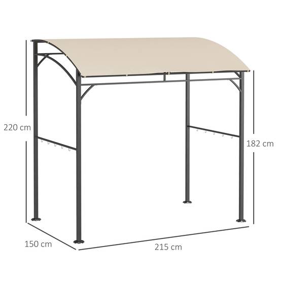 Abri barbecue acier polyester pour jardin protection UV avec crochets beige 215x150cm - ComfortXL Outdoor Living - Image 3