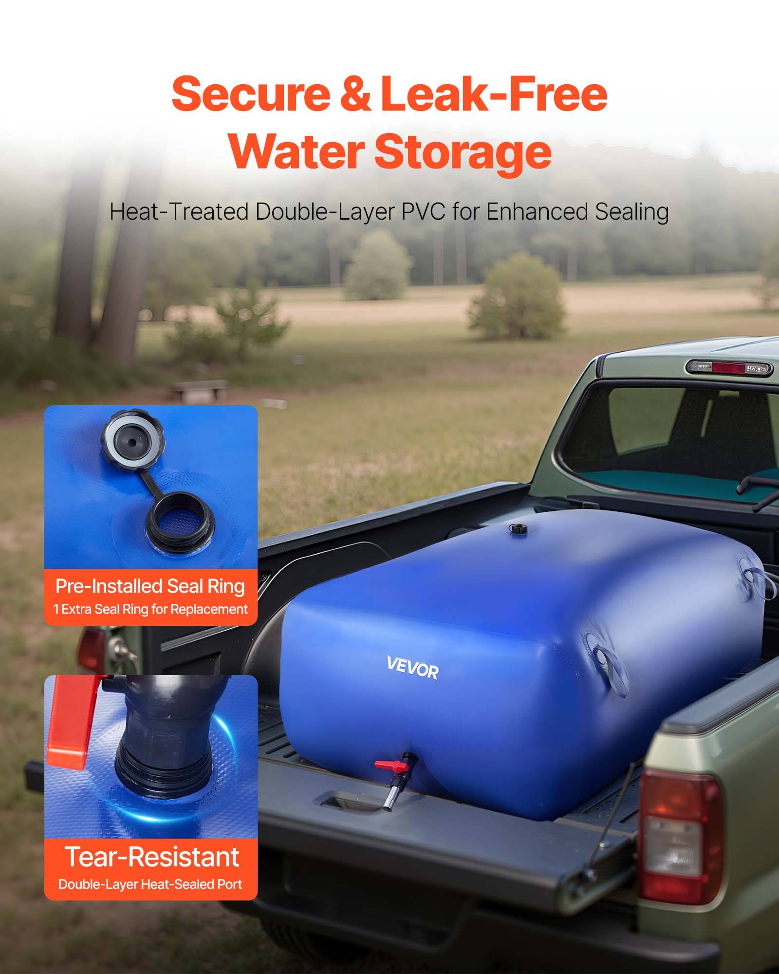 Vevor - VEVOR Réservoir d'Eau Souple Vessie de Stockage Eau Pliable 540 L Bleu PVC 1000D - Image 4