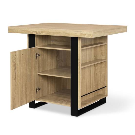 Ilot central PHOENIX 110 cm bois et noir avec rangements - Image 4