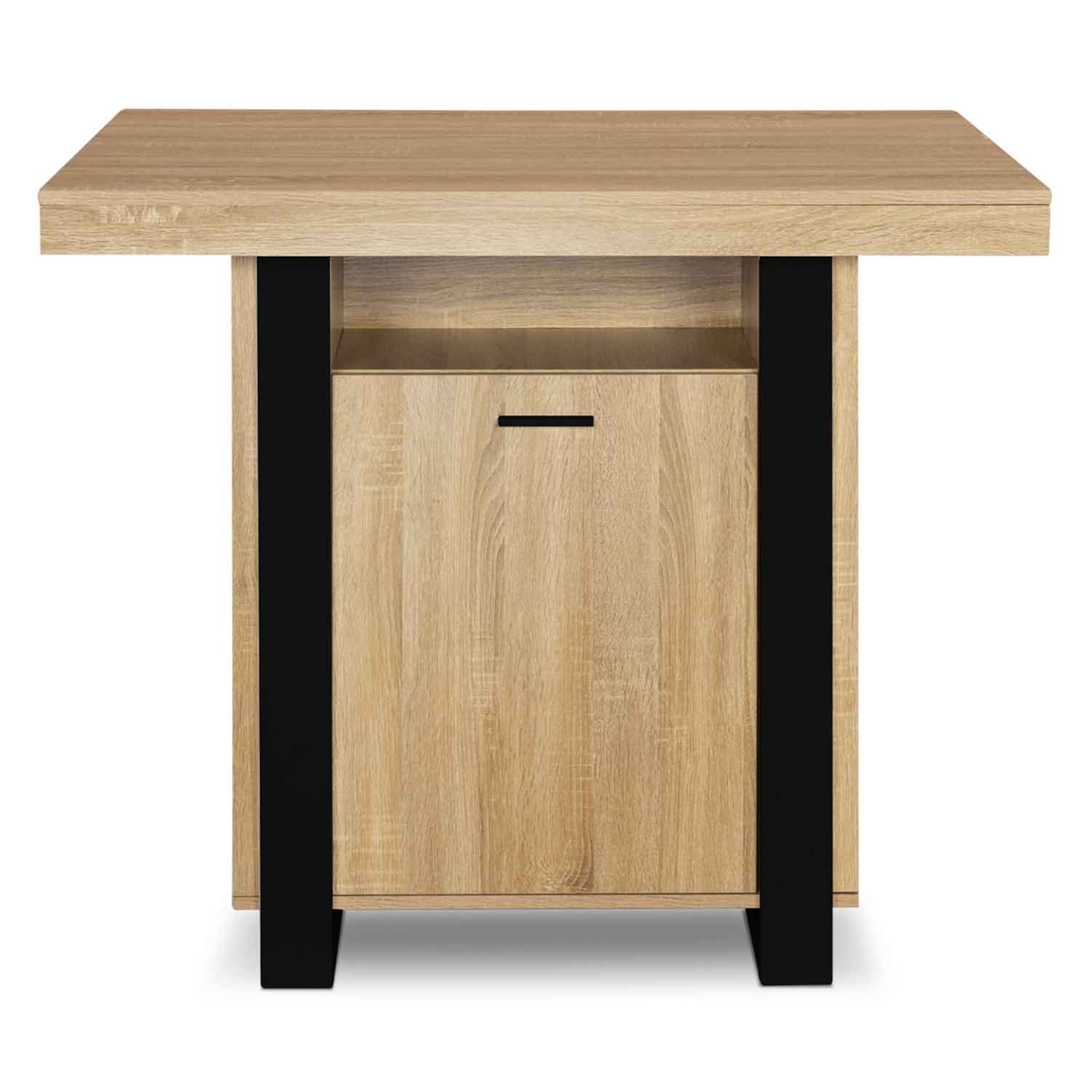 Ilot central PHOENIX 110 cm bois et noir avec rangements - Image 3