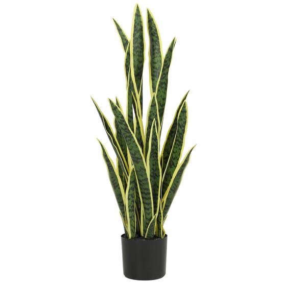Sansevieria artificielle pot extérieur/intérieur, 21 feuilles modelables, Ø20x90cm - Image 1