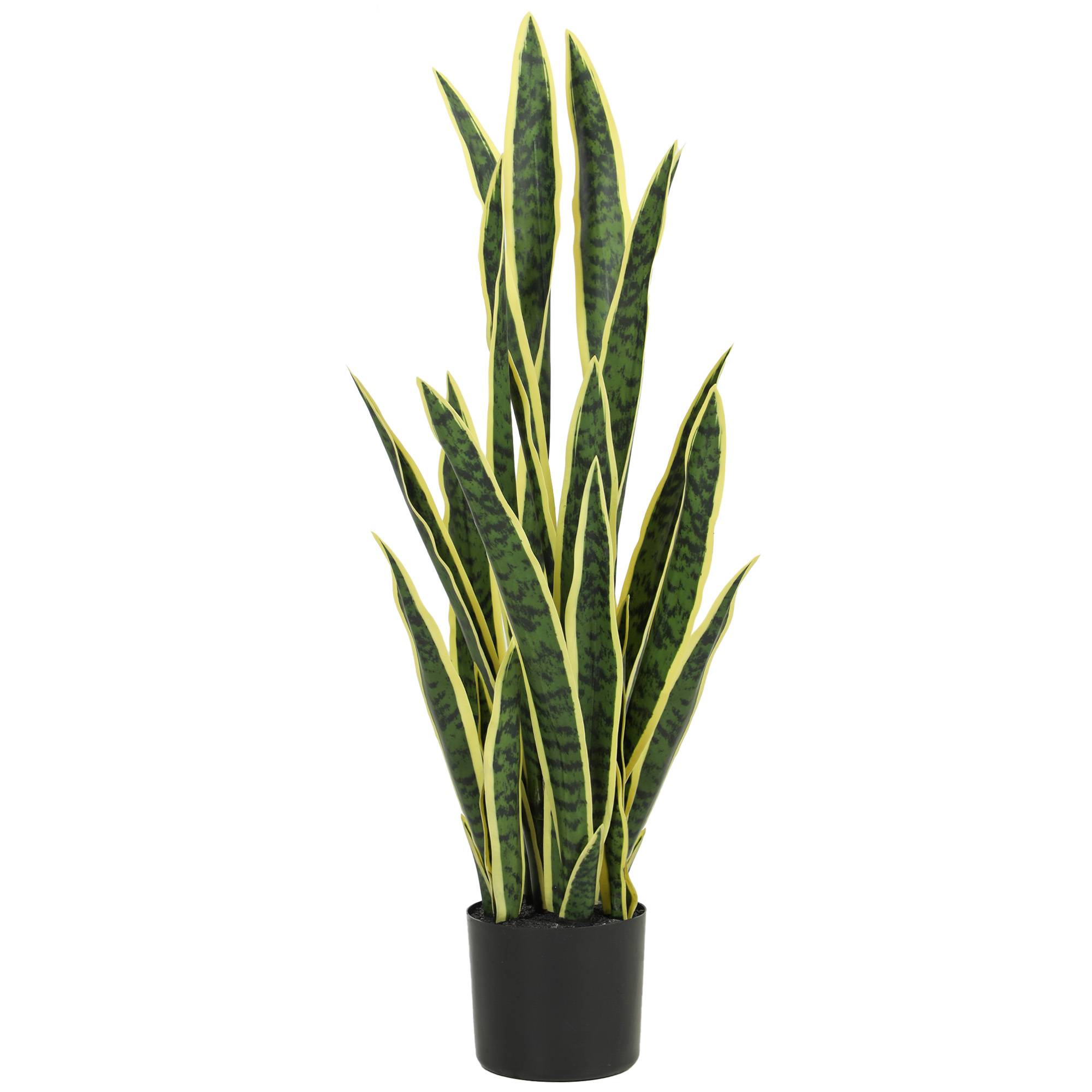 Sansevieria artificielle pot extérieur/intérieur, 21 feuilles modelables, Ø20x90cm - Image 1