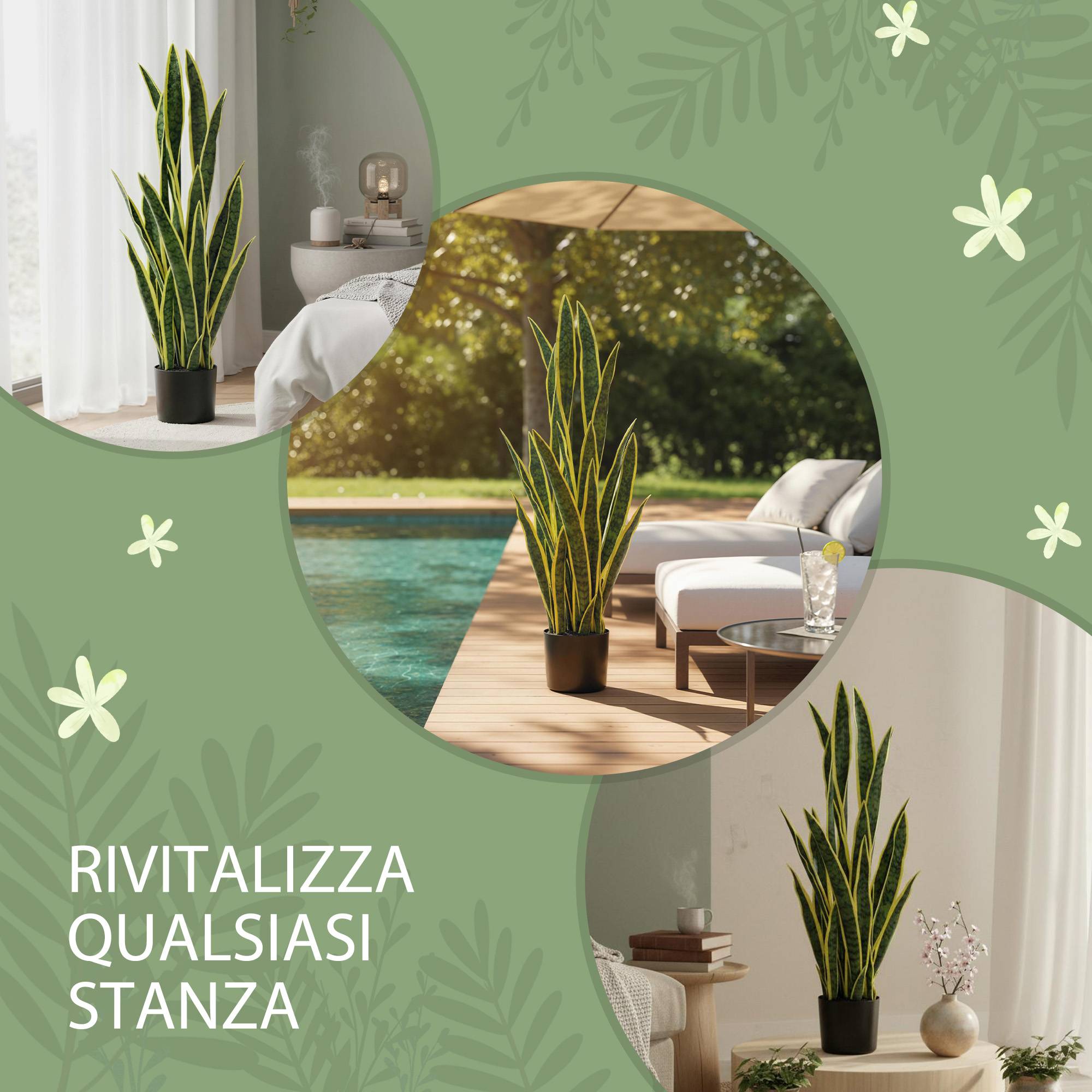 Sansevieria artificielle pot extérieur/intérieur, 21 feuilles modelables, Ø20x90cm - Image 9