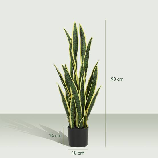 Sansevieria artificielle pot extérieur/intérieur, 21 feuilles modelables, Ø20x90cm - Image 5