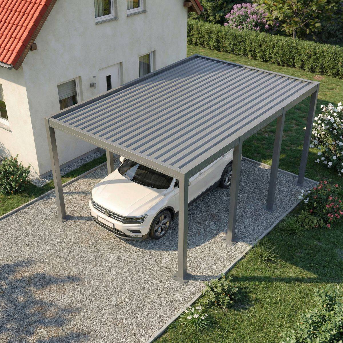 Direct Abris - Carport aluminium CARLTON 324 x 550 cm - 1 Voiture - 17,69m2 - Gris anthracite - Image 3