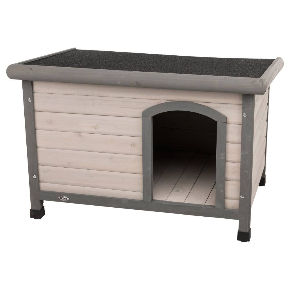 animallparadise - Niche en bois Classic toit plat S-M, 85 x 58 x 60 cm, grise pour chiens - Imagen 1