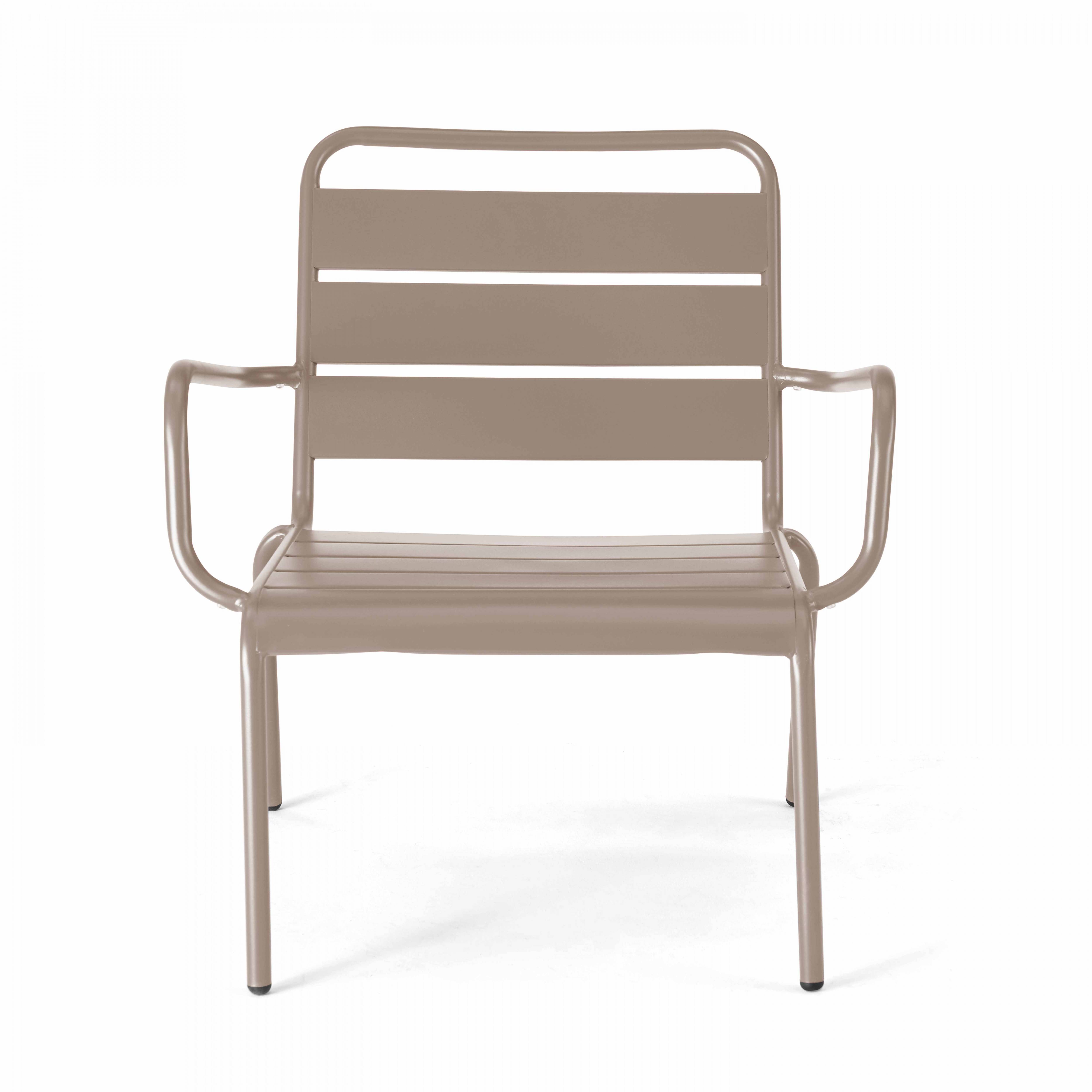 Oviala - Fauteuil de jardin bas relax acier taupe Palavas - Oviala - Imagen 5