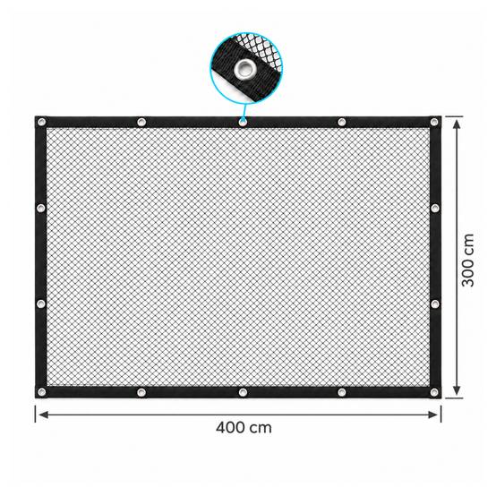 COVER NET filet bassin 4x3m - maille 10mm - Noir/Vert - avec piquets - Image 4