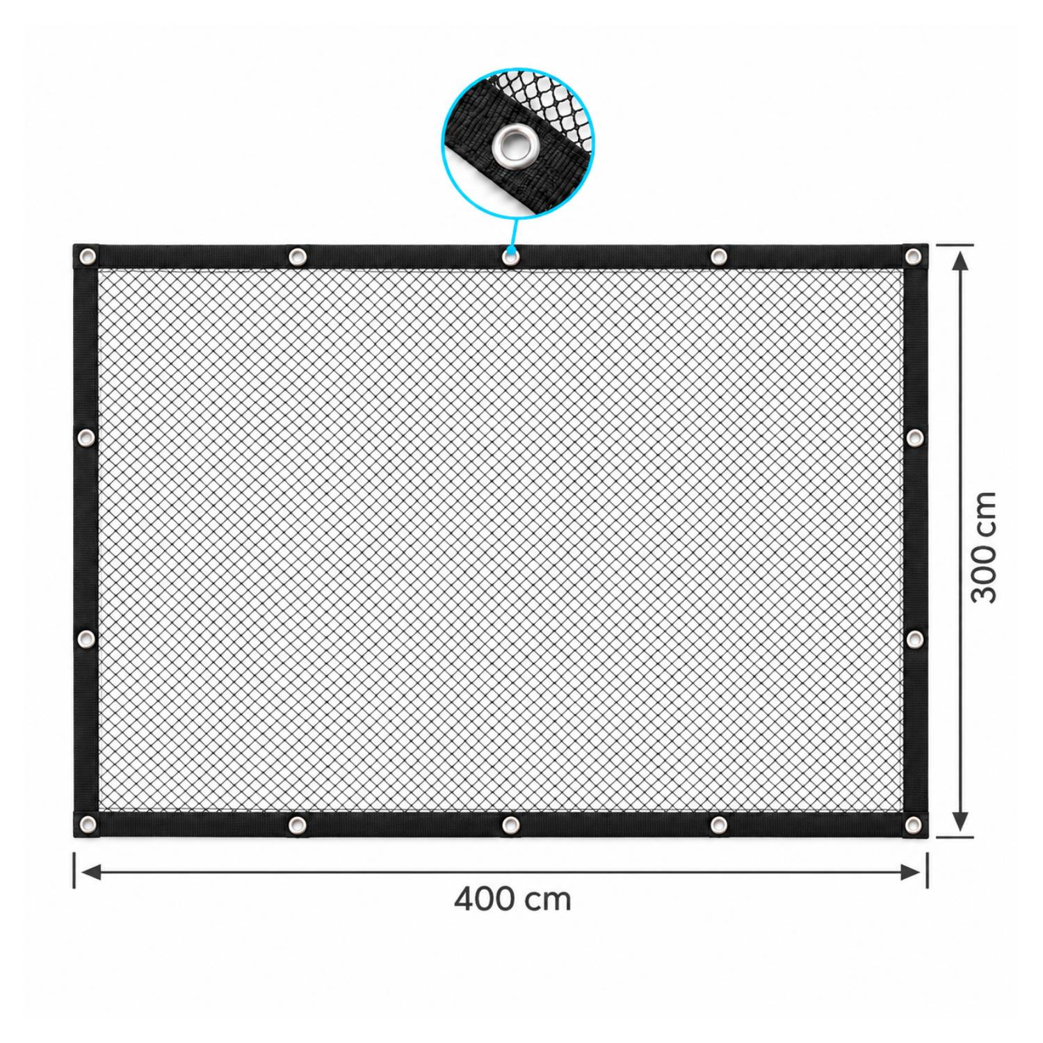 COVER NET filet bassin 4x3m - maille 10mm - Noir/Vert - avec piquets - Image 4