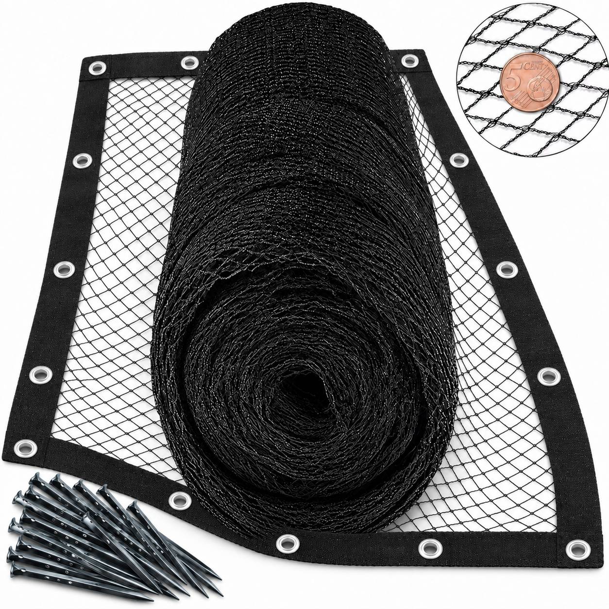 COVER NET filet bassin 4x3m - maille 10mm - Noir/Vert - avec piquets