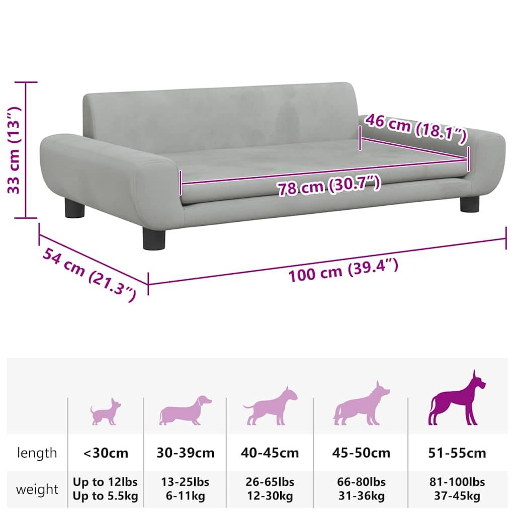 Canapé Lit pour Chien en Velours Confortable sur Pieds en Bois pour Salon Gris Clair – ComfortXL Pet Living - Image 7