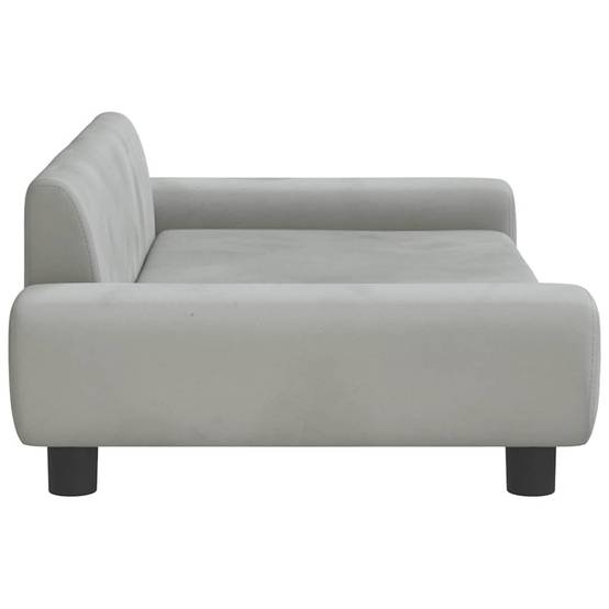 Canapé Lit pour Chien en Velours Confortable sur Pieds en Bois pour Salon Gris Clair – ComfortXL Pet Living - Image 4