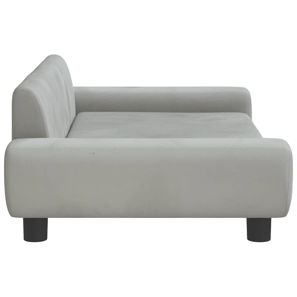 Canapé Lit pour Chien en Velours Confortable sur Pieds en Bois pour Salon Gris Clair – ComfortXL Pet Living - Image 4