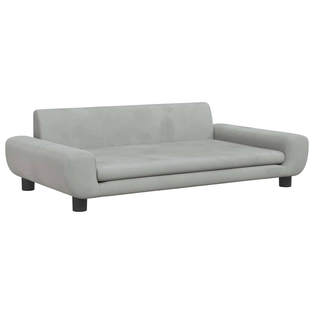 Canapé Lit pour Chien en Velours Confortable sur Pieds en Bois pour Salon Gris Clair – ComfortXL Pet Living - Image 2