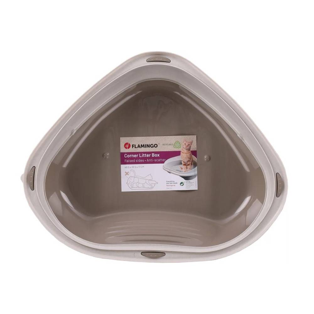 Bac à litière angle Sadio S taupe 49.5 x 39.5 x 17 cm pour chat - Imagen 4