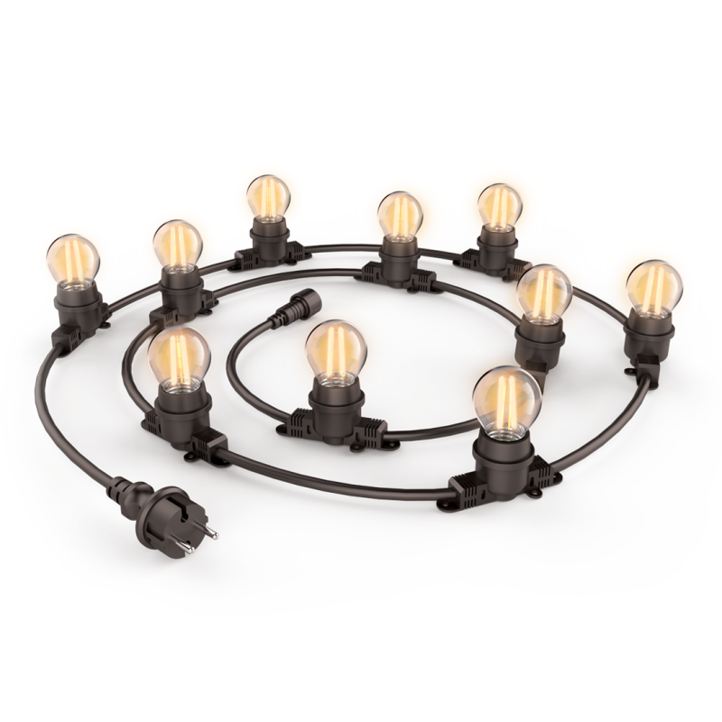Xanlite - Guirlande Guinguette LED Noire, x10 Ampoules Vintage E27 Incluses, 5m Extensible, Conso 43W - GRL5230VBP45F