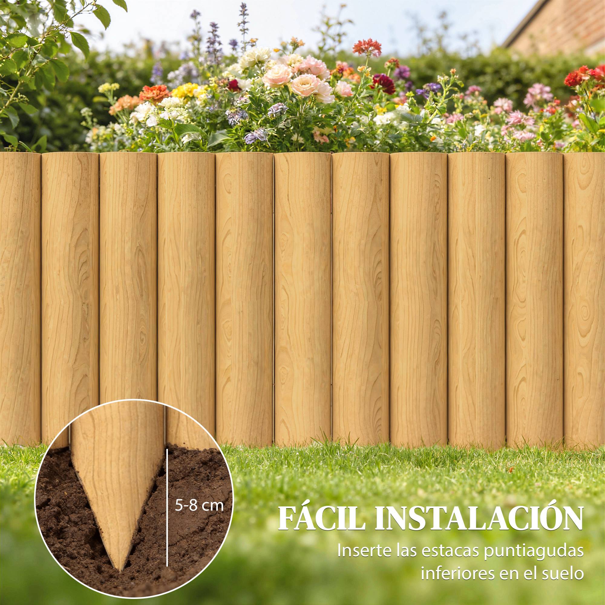 Panneau décoratif de clôture de jardin en bois – Robuste et facile à installer – Pour terrasse, pelouse ou allée – 176 x 38 cm – Couleur naturelle - Image 7