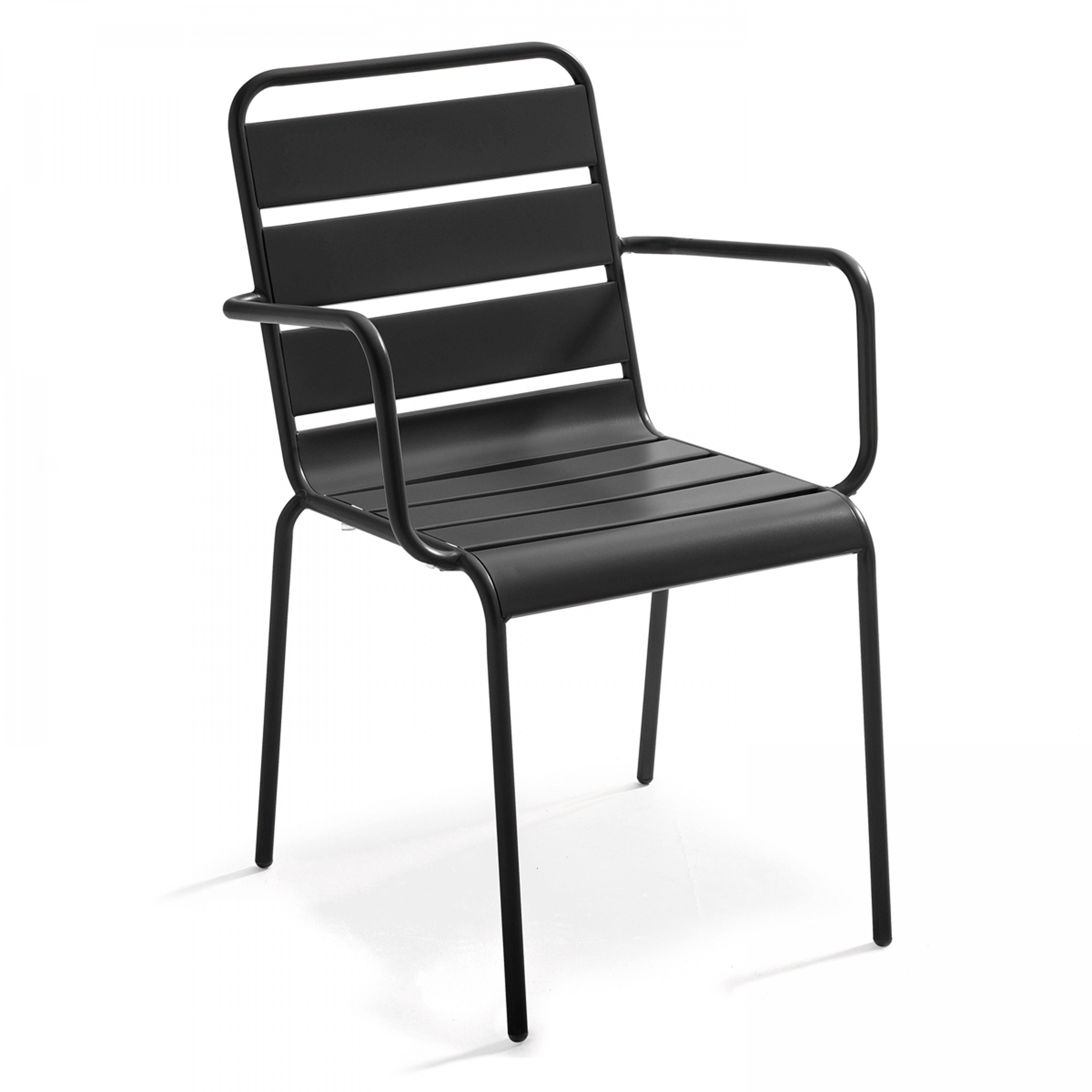 Oviala - Ensemble table de jardin et 8 fauteuils en métal orange et gris Palavas - Oviala - Imagen 4