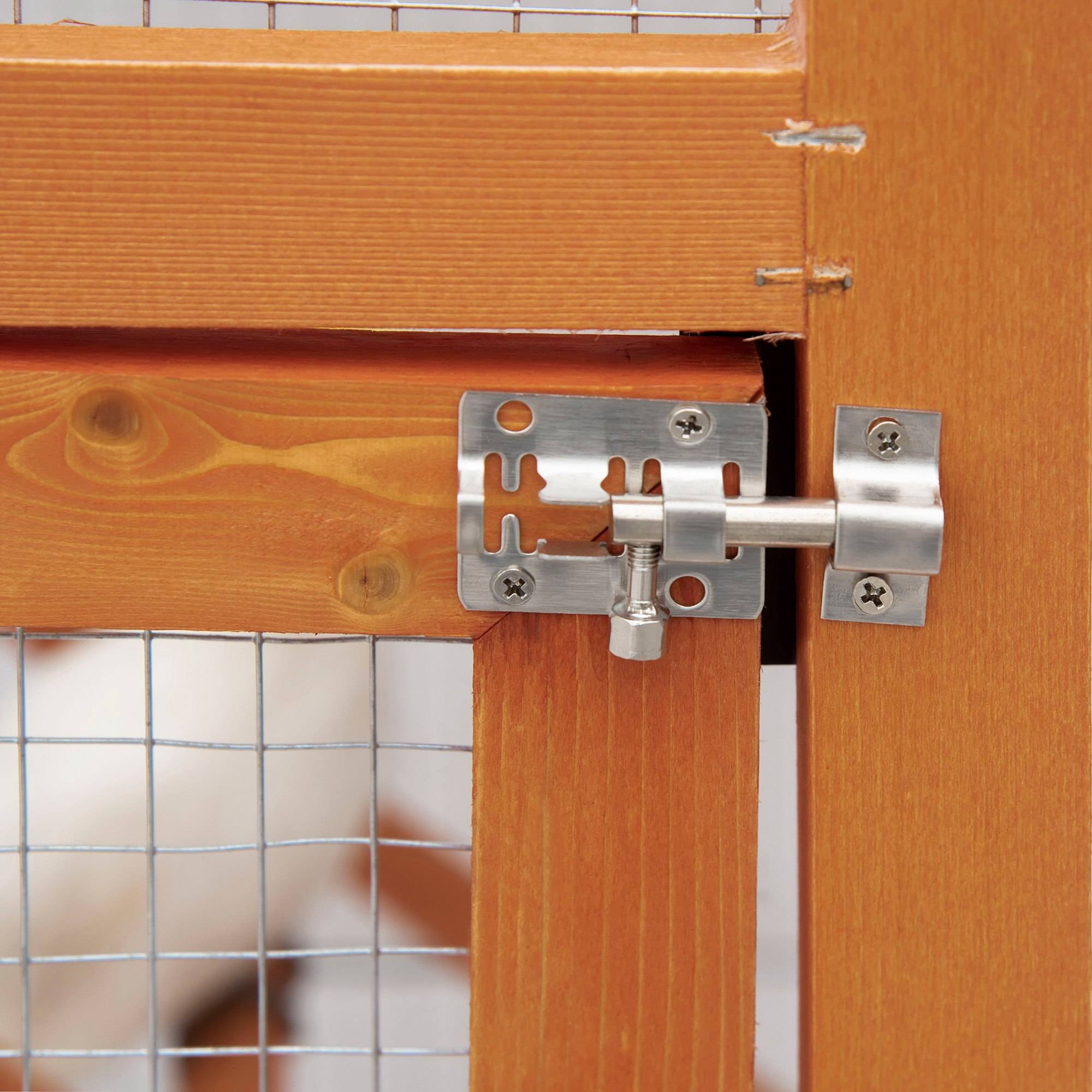 Pawhut - Volière cage à oiseaux - 2 portes tiroir déjection coulissant échelle toit bitumé - bois sapin pré-huilé - Imagen 8