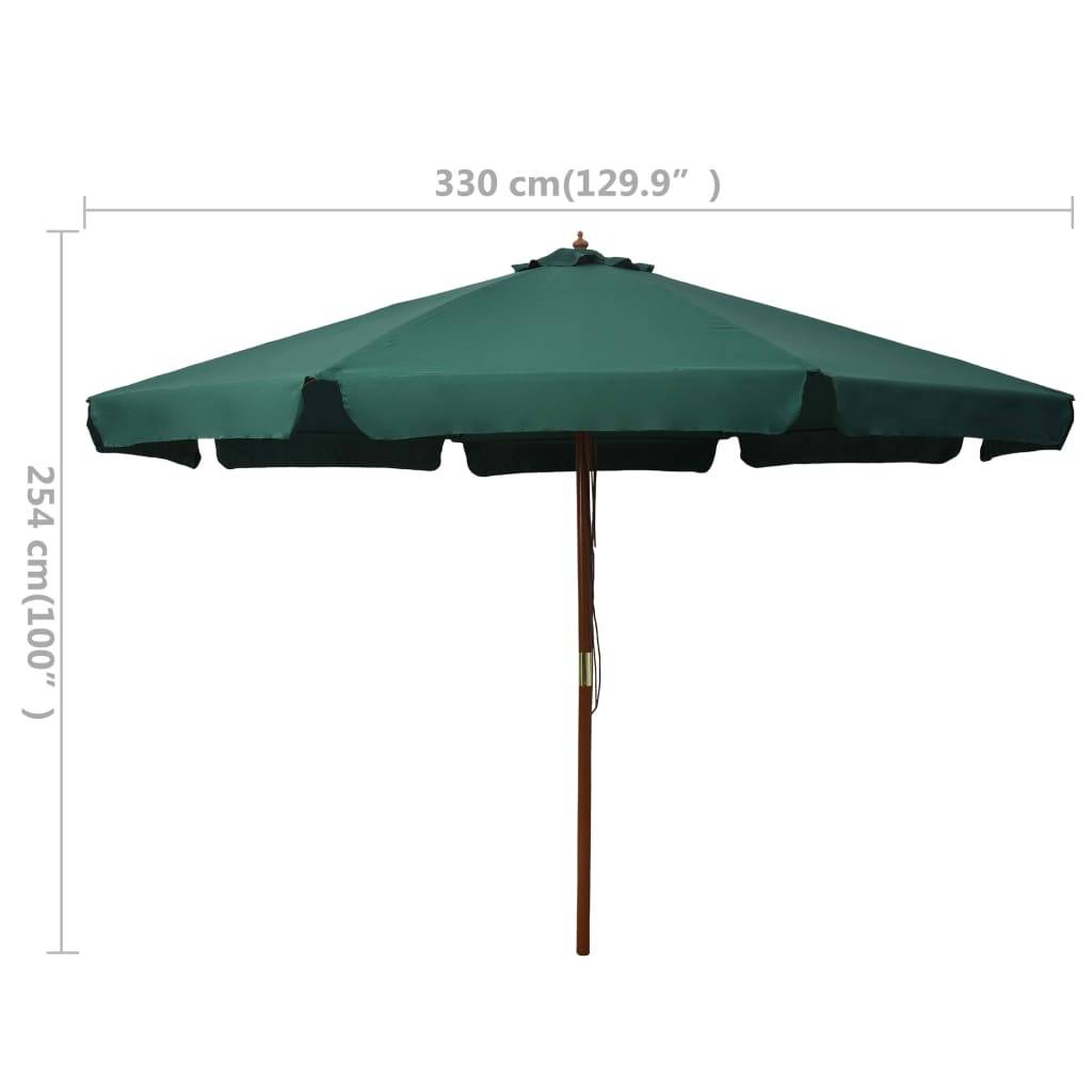 Helloshop26 - Parasol avec mât en bois 330 cm vert - Imagen 5