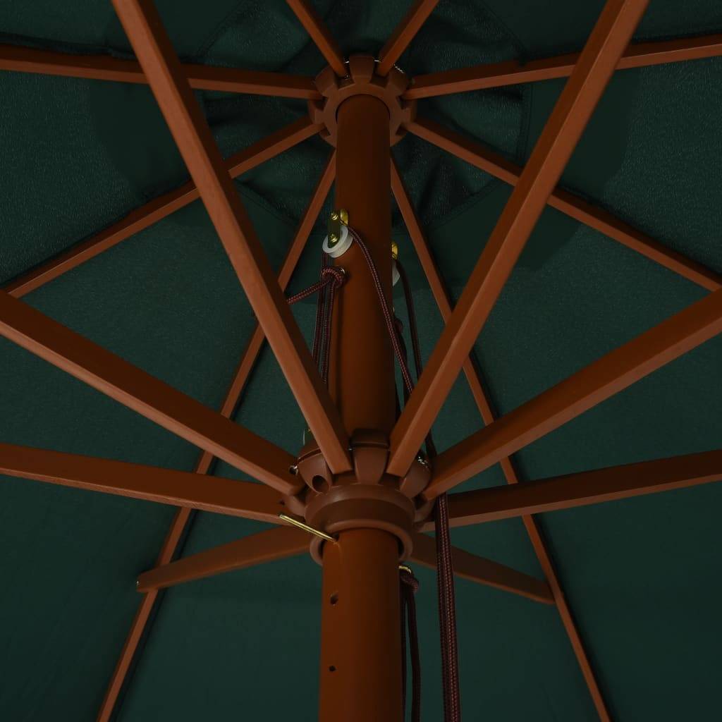 Helloshop26 - Parasol avec mât en bois 330 cm vert - Imagen 4