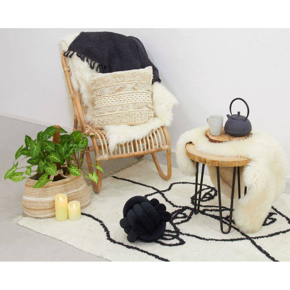 Aubry Gaspard - Corbeille de rangement coton beige et blanc - Imagen 2