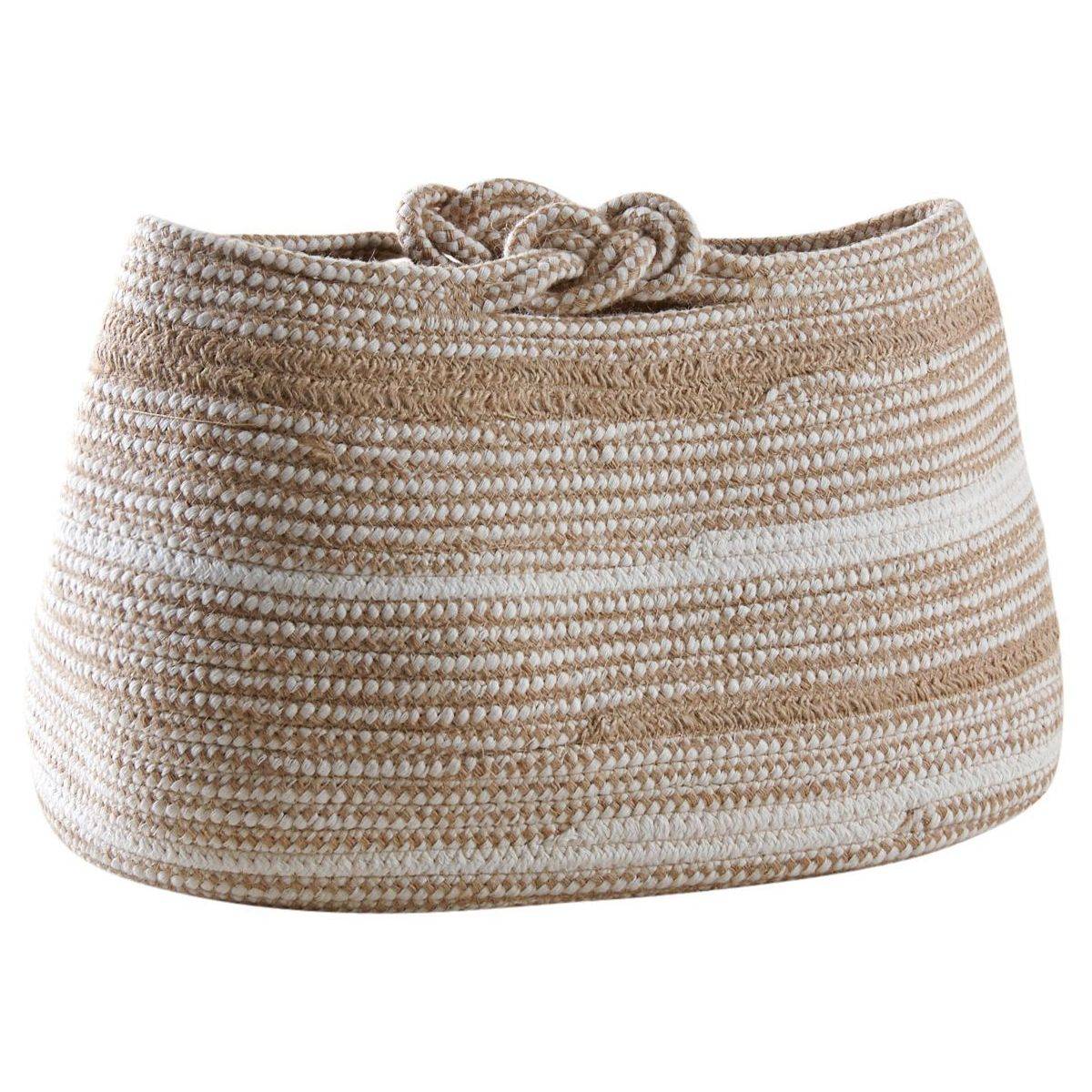 Aubry Gaspard - Corbeille de rangement coton beige et blanc - Imagen 1