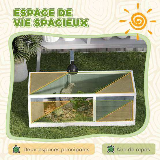 Enclos pour tortues bois de sapin gris 120 x 50 x 40 cm - PANGIVO - Image 6
