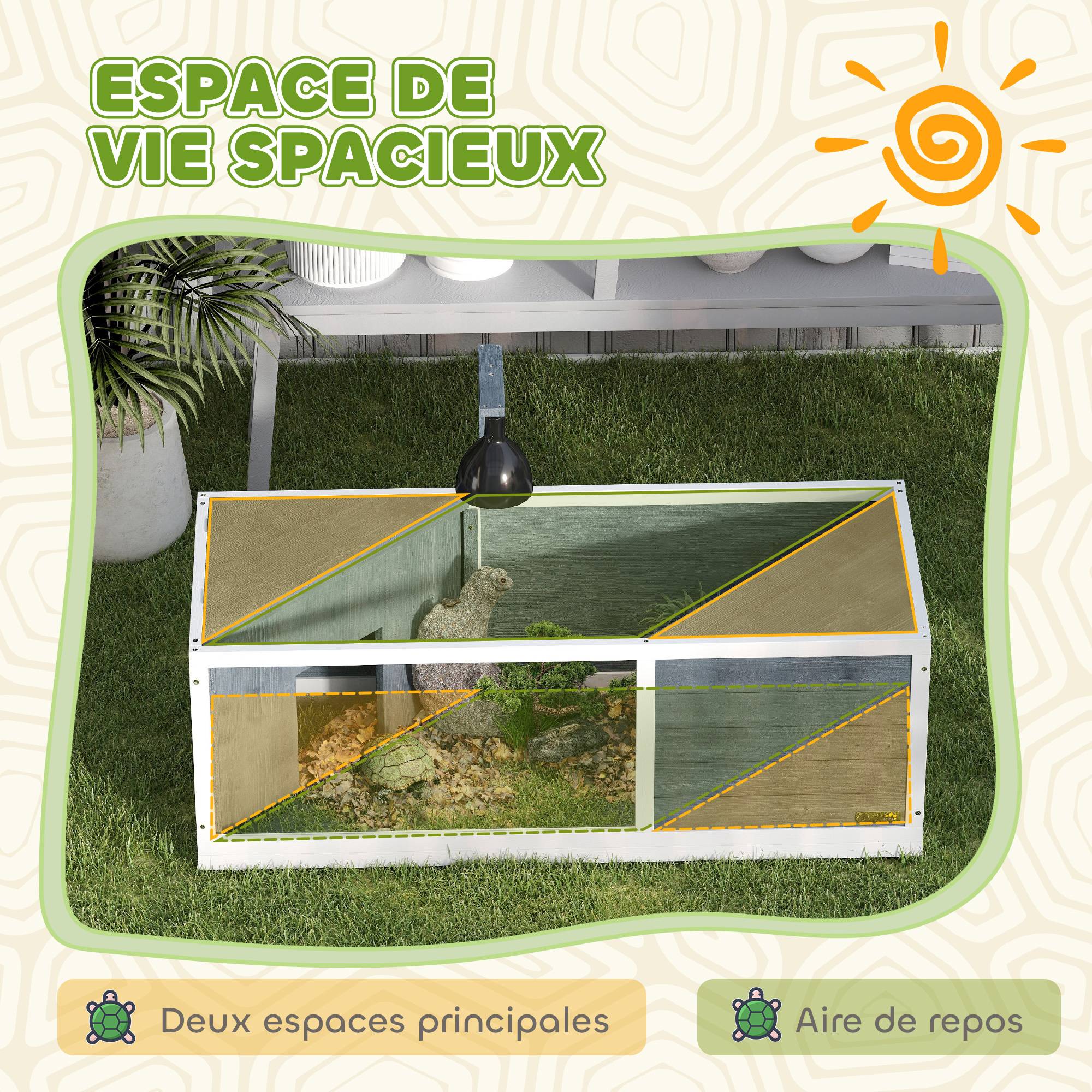 Enclos pour tortues bois de sapin gris 120 x 50 x 40 cm - PANGIVO - Image 6