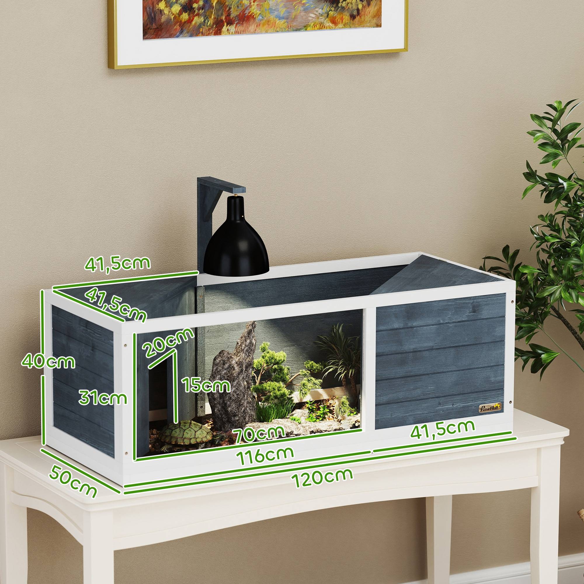 Enclos pour tortues bois de sapin gris 120 x 50 x 40 cm - PANGIVO - Image 5