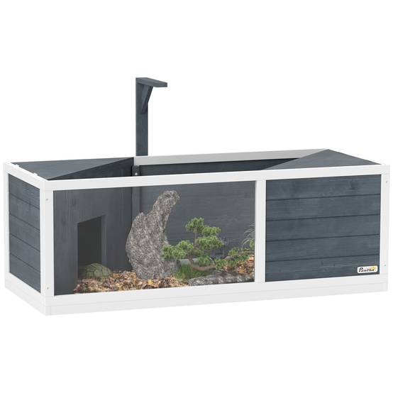 Enclos pour tortues bois de sapin gris 120 x 50 x 40 cm - PANGIVO - Image 1