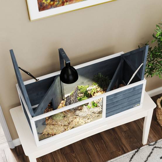 Enclos pour tortues bois de sapin gris 120 x 50 x 40 cm - PANGIVO - Image 10
