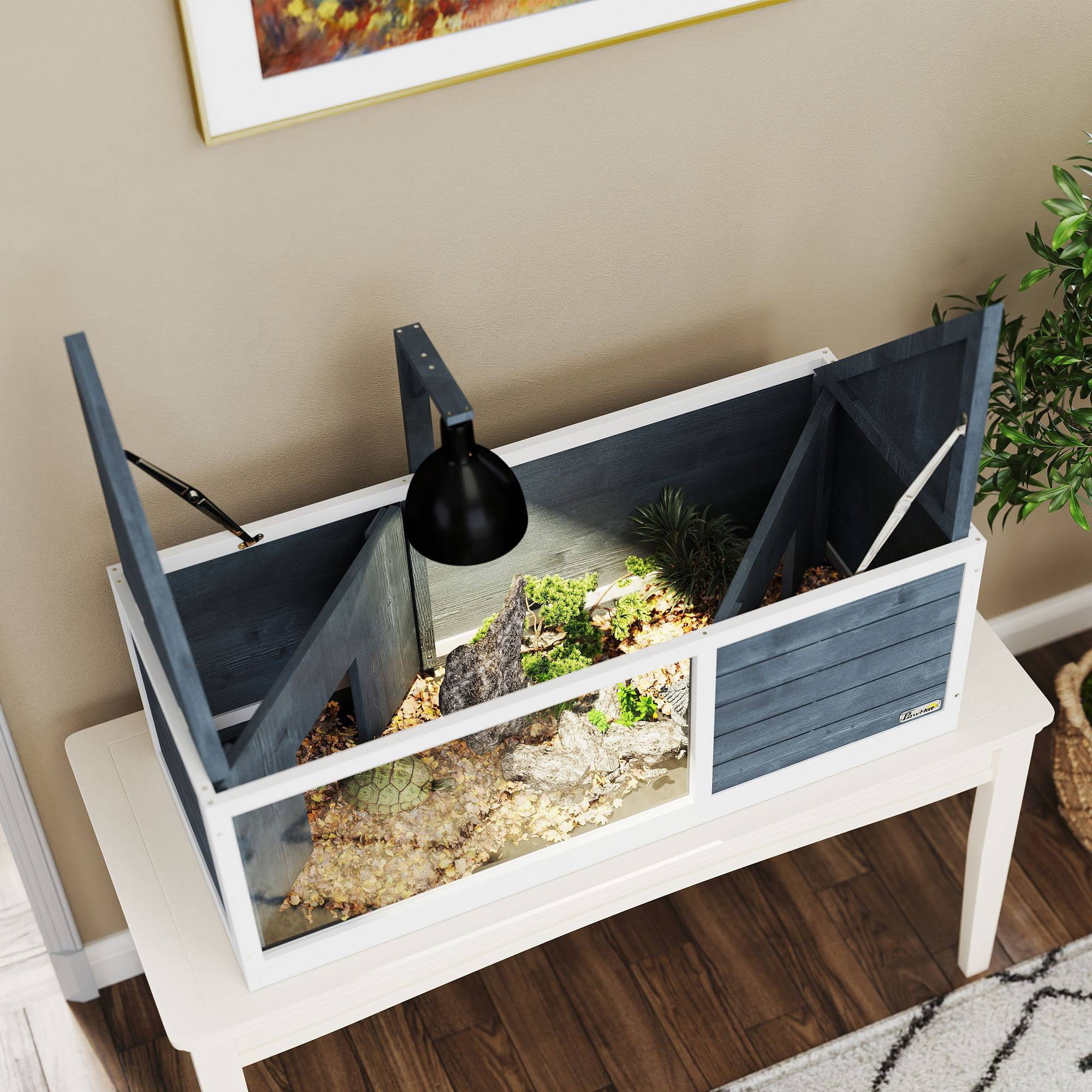 Enclos pour tortues bois de sapin gris 120 x 50 x 40 cm - PANGIVO - Image 10
