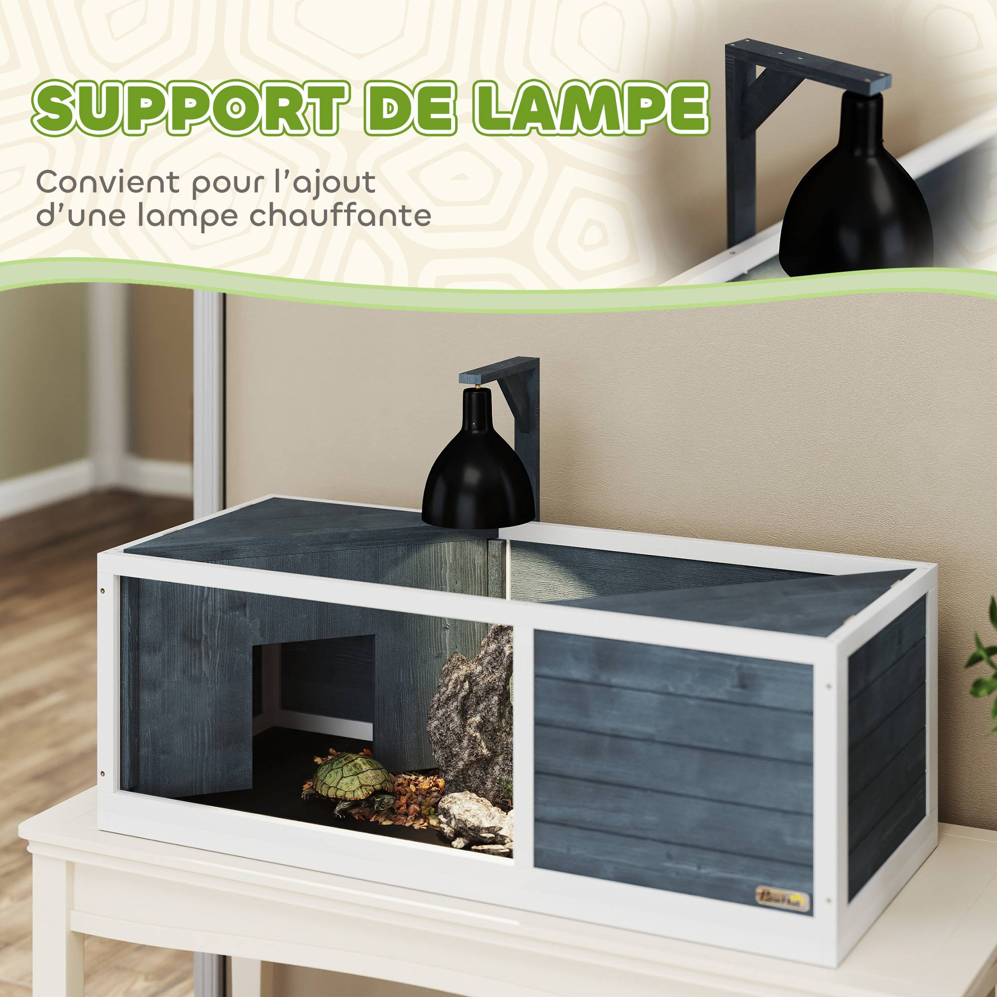 Enclos pour tortues bois de sapin gris 120 x 50 x 40 cm - PANGIVO - Image 9