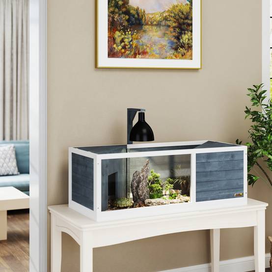 Enclos pour tortues bois de sapin gris 120 x 50 x 40 cm - PANGIVO - Image 4