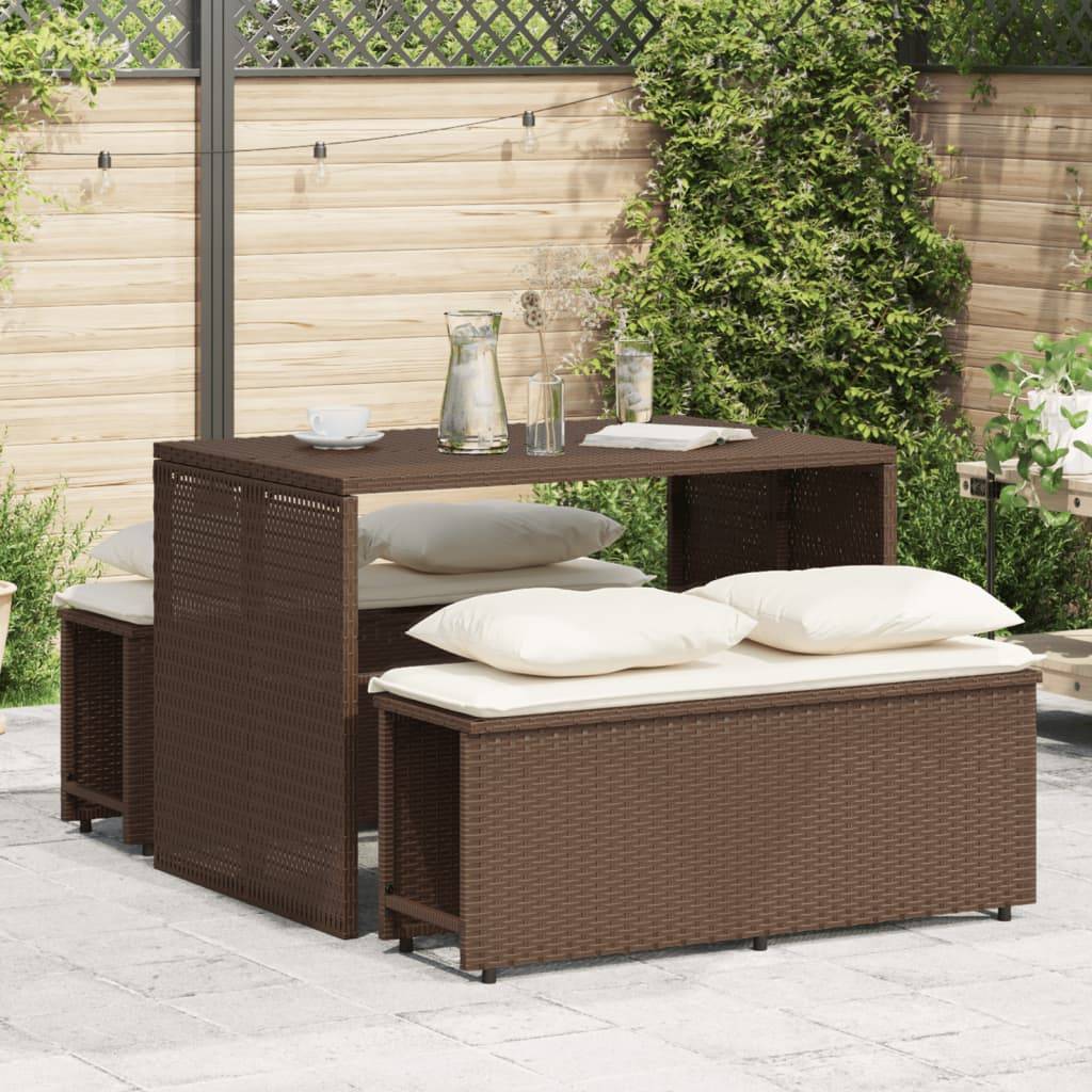 Maison Chic - Ensemble de 3 pcs table de jardin avec chaises - mobilier de jardin et coussins marron poly rotin - Image 2