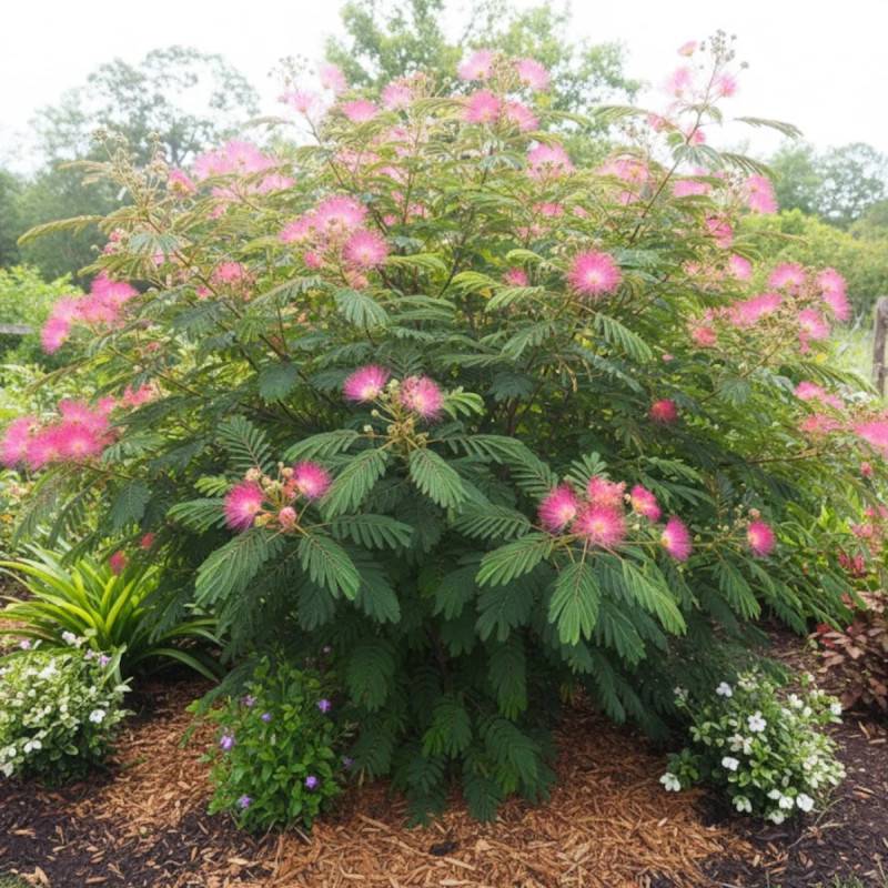 Arbre à soie Rouge Sélection, Albizia à fleurs Rose - feuillage Caduc - Pot de 7,5L - 80/100 cm-  hauteur à maturité De 3,00 m à 5,00 m - Imagen 4