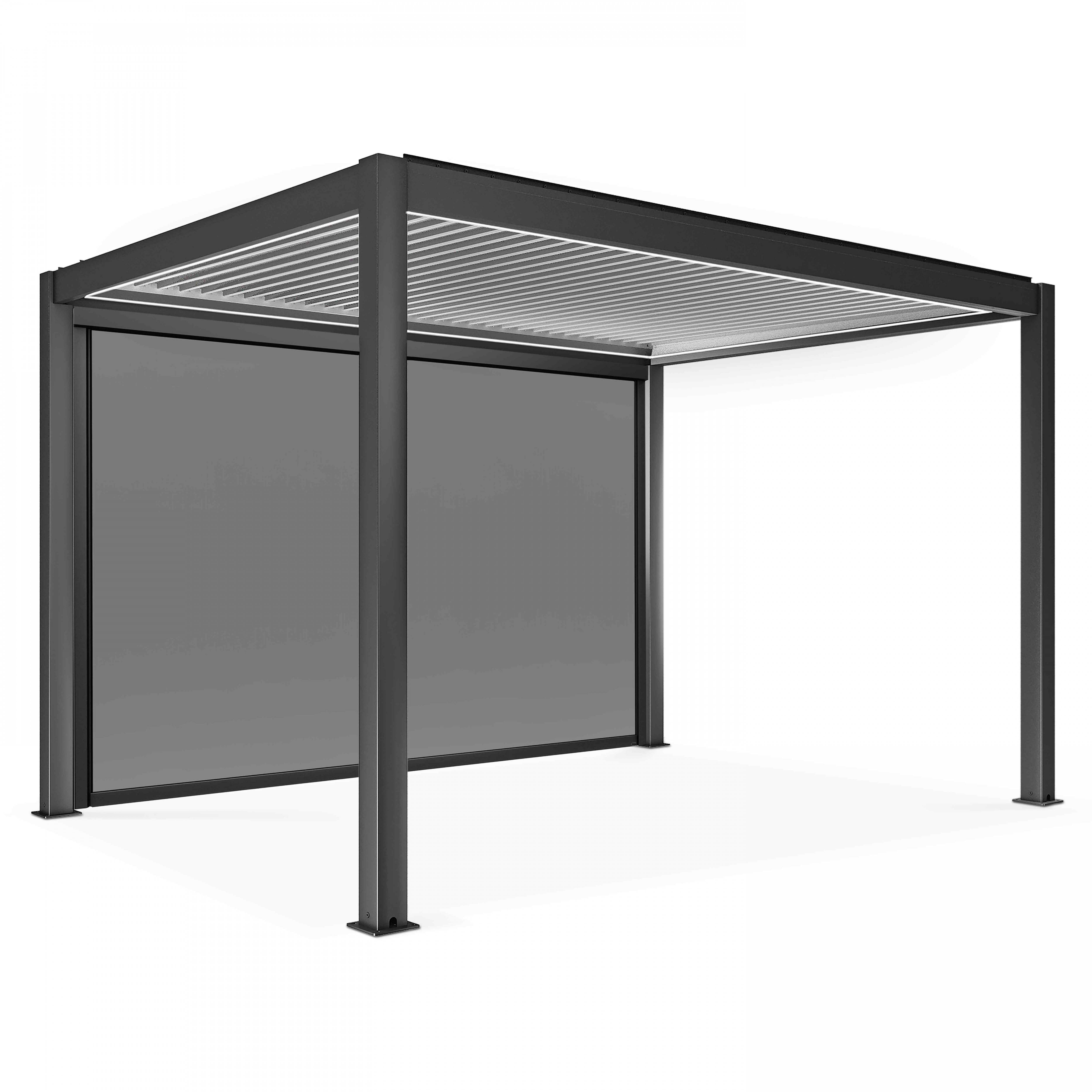 Oviala - Pergola bioclimatique autoportée motorisée et éclairée 3x4m et 1 store Kavala - Oviala - Imagen 2